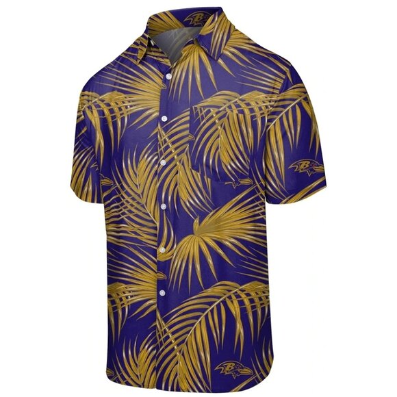 FOCO Baltimore Ravens Tropical Hawaiian Button Up Shirt 3XL NWT - Picture 1 of 2